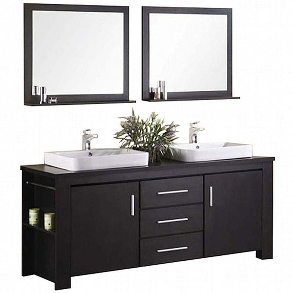 Design Element DEC083D | Washington 72 Double Sink Vanity Set in Espresso