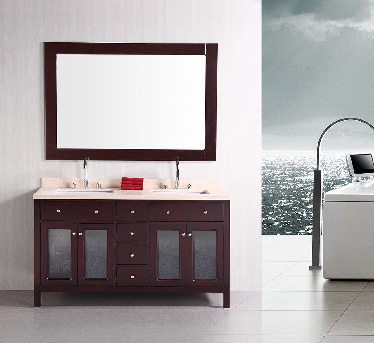 Design Element Vanities Design Element DEC302A | Venetian 60" Double Sink Vanity Set in Espresso