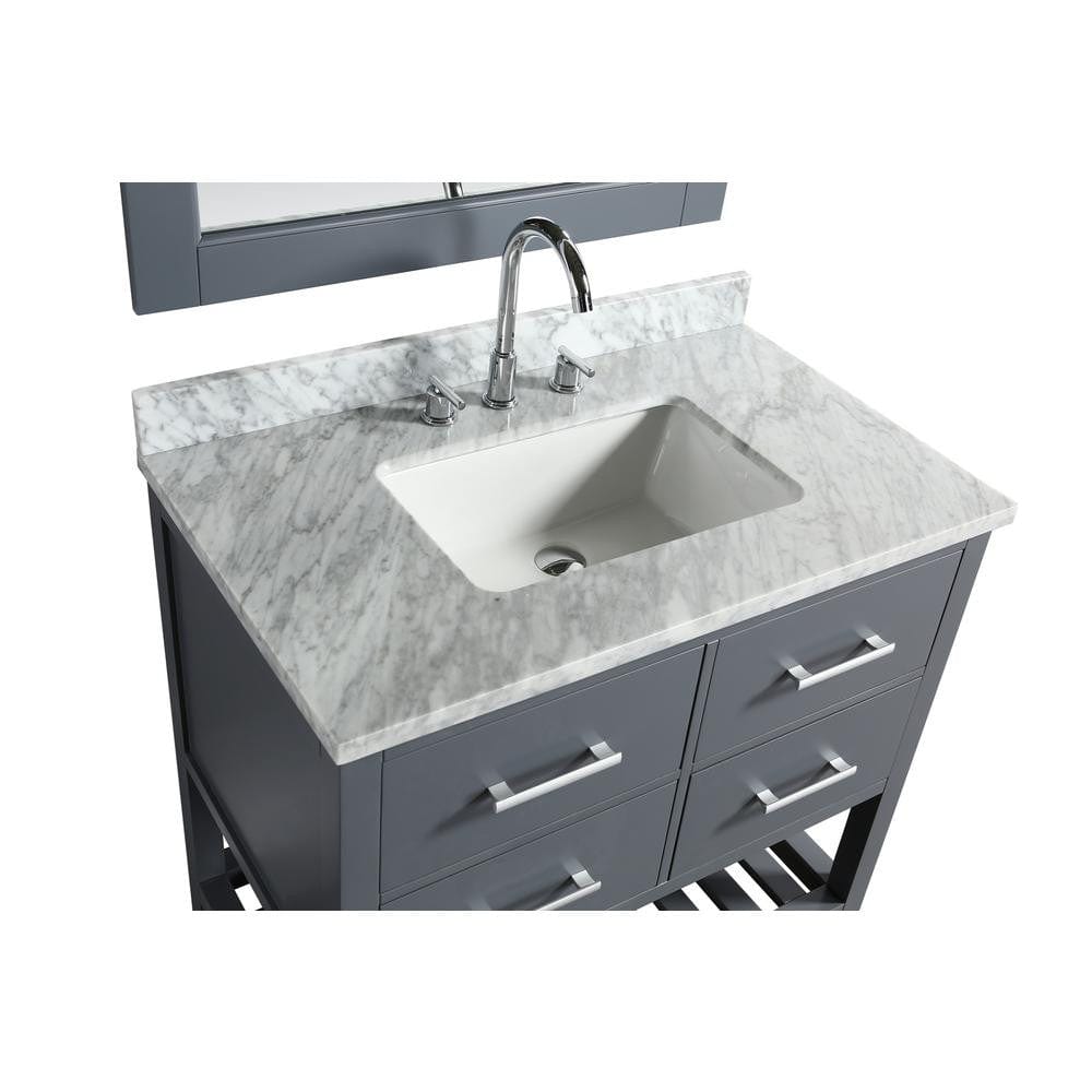 Design Element London Cambridge 36" Single Sink Vanity Set in Gray