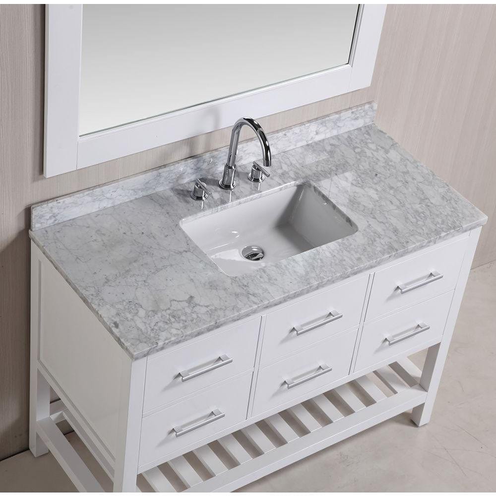 Design Element Vanities Design Element London Cambridge 48" Single Sink Vanity Set in White Finish