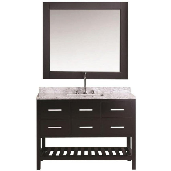 Design Element London 54 Single Sink Vanity Set in Espresso w/ Marble Top | DEC077H-E-WT