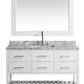 Design Element London 54" Single Sink Vanity Set in White w/ Marble Top