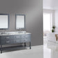 Design Element London Cambridge 61" Vanity in Gray w/ Carrera Marble Countertop | Square Basin