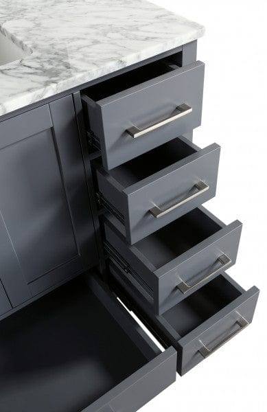 Design Element Vanities Design Element London Hyde 36" Vanity in Gray w/ Marble Top and Mirror | DEC082F-G-WT