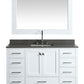 London 54" Vanity in White with Quartz Vanity Top in Gray with White Basin and Mirror