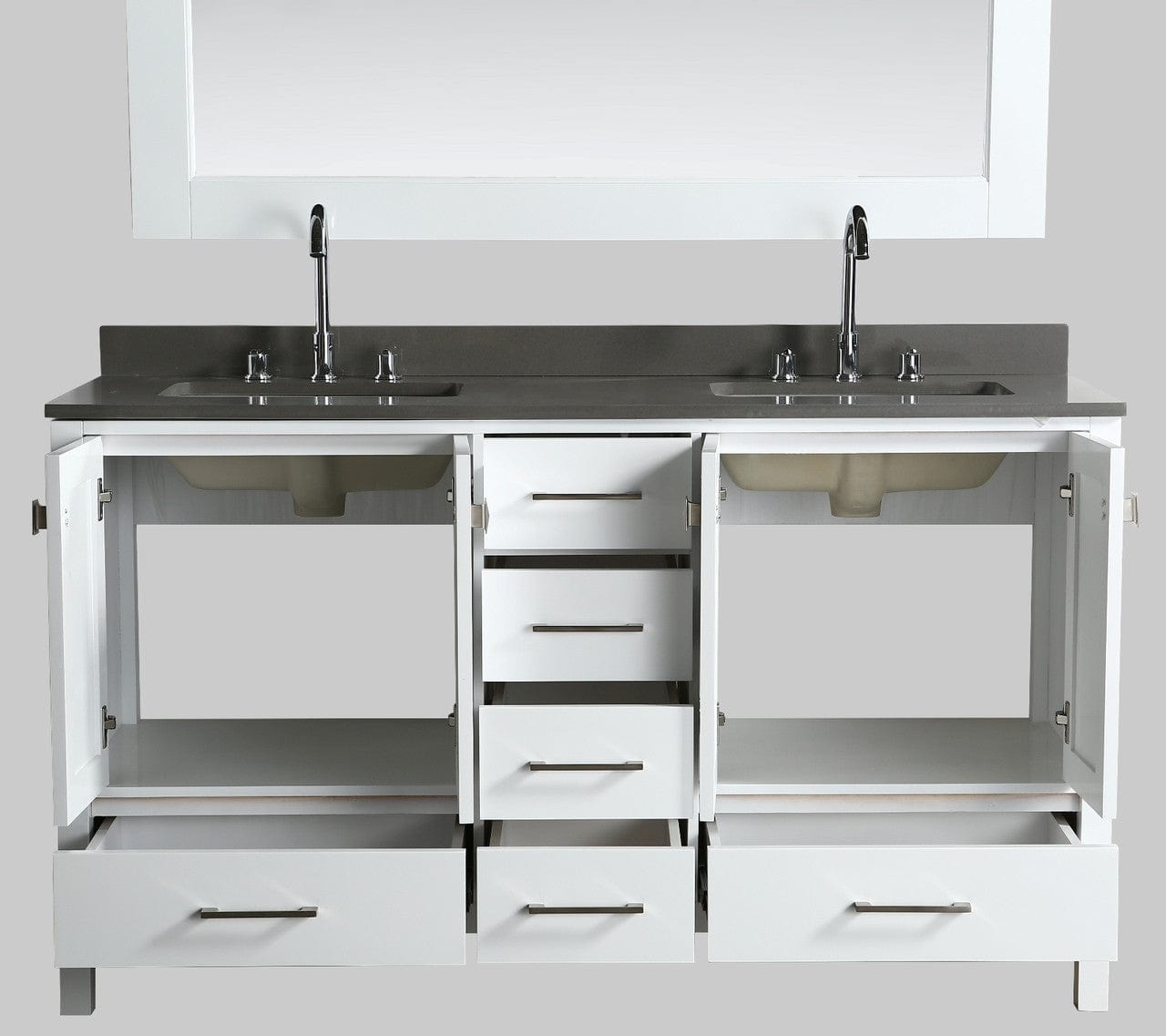 Design Element Vanities Design Element London Hyde 60" Vanity in White w/ Quartz Countertop | Square Basin