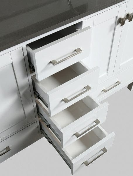 Design Element Vanities Design Element London Hyde 61" Vanity in White w/ Quartz Top in Gray and Mirror | DEC082A-W-GT