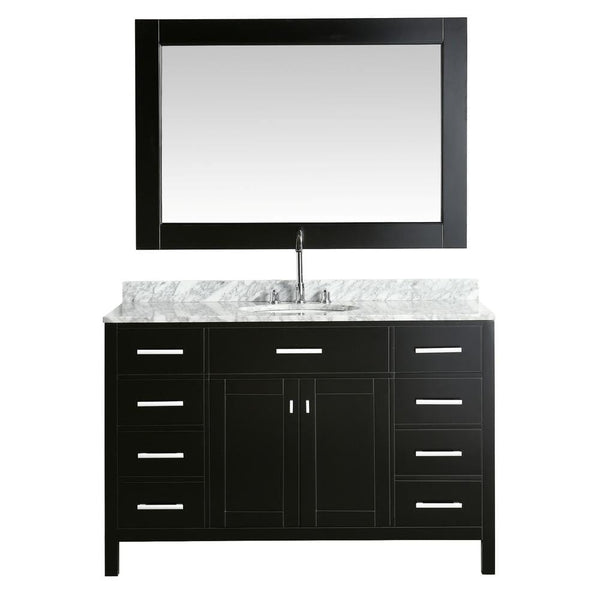 Design Element London 54 Single Sink Vanity Set in Espresso w/ Marble Top | DEC076H-E-WT