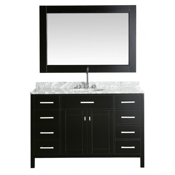 Design Element London 54 Single Sink Vanity Set in Espresso with White Carrera Marble Top
