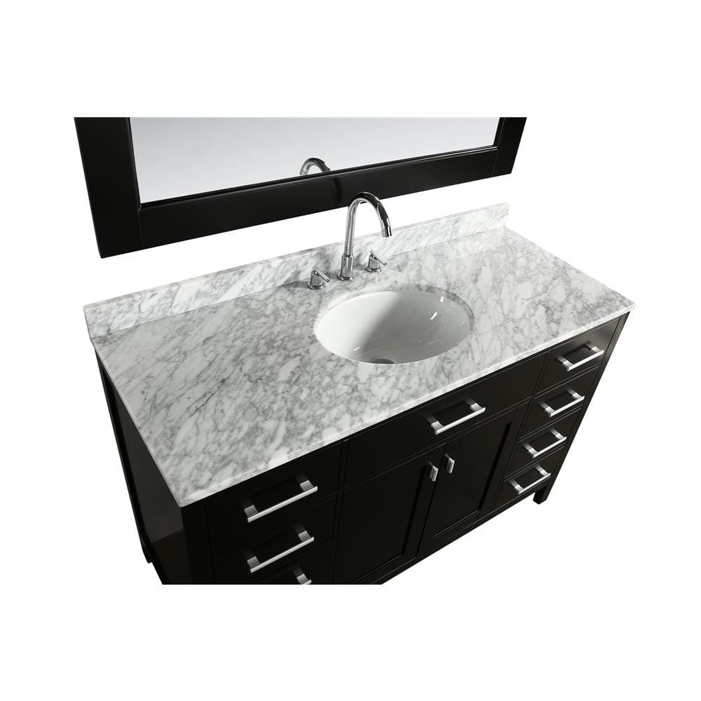 Design Element Vanities Design Element London Stanmark 54" Single Sink Vanity Set in Espresso with White Carrera Marble Top