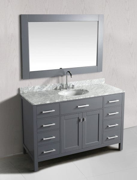 Design Element London Stanmark 54" Single Sink Vanity Set in Gray w/ Marble Top | DEC076H-G-WT