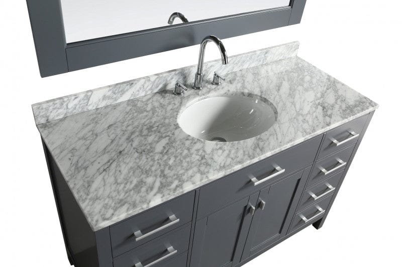 Design Element London Stanmark 54" Single Sink Vanity Set in Gray w/ Marble Top | DEC076H-G-WT