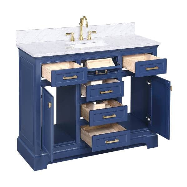 Milano 54" Blue Single Rectangular Sink Vanity By Design Element Drawer View