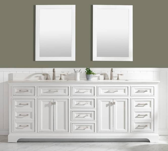Design Element Vanities Design Element Milano 84" White Double Rectangular Sink Vanity ML-84-WT