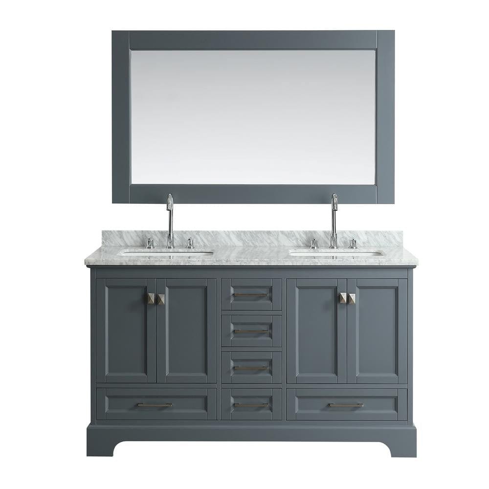 Design Element Omega 61" Double Sink Vanity in Gray | DEC068A-G