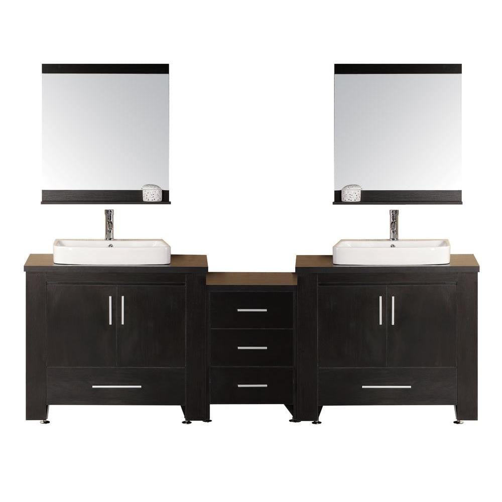 Design Element DEC083-E | Washington 92" Double Sink Vanity Set in Espresso