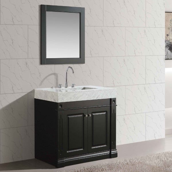 Design Element Vanities Odyssey 36″ Espresso Modern Single Sink Vanity w/ Carrara Marble Top
