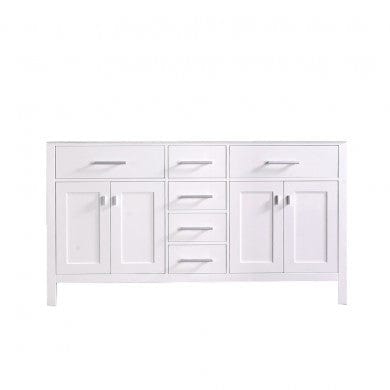 Design Element DEC076A-W-CB | London 61" Double Sink Base Cabinet in White