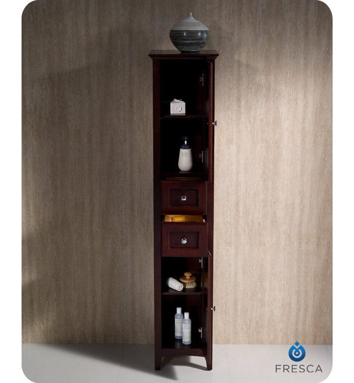 FST2060MH | Fresca Oxford Mahogany Tall Bathroom Linen Cabinet