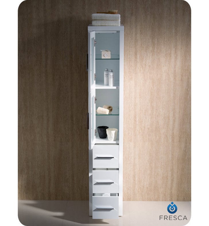 FST6260WH | Fresca Torino White Tall Bathroom Linen Side Cabinet