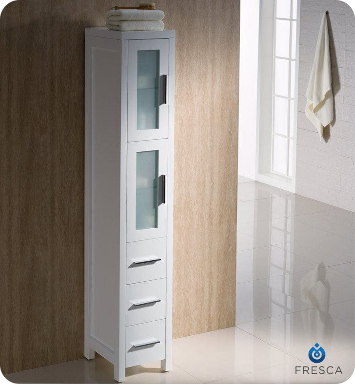 FST6260WH | Fresca Torino White Tall Bathroom Linen Side Cabinet