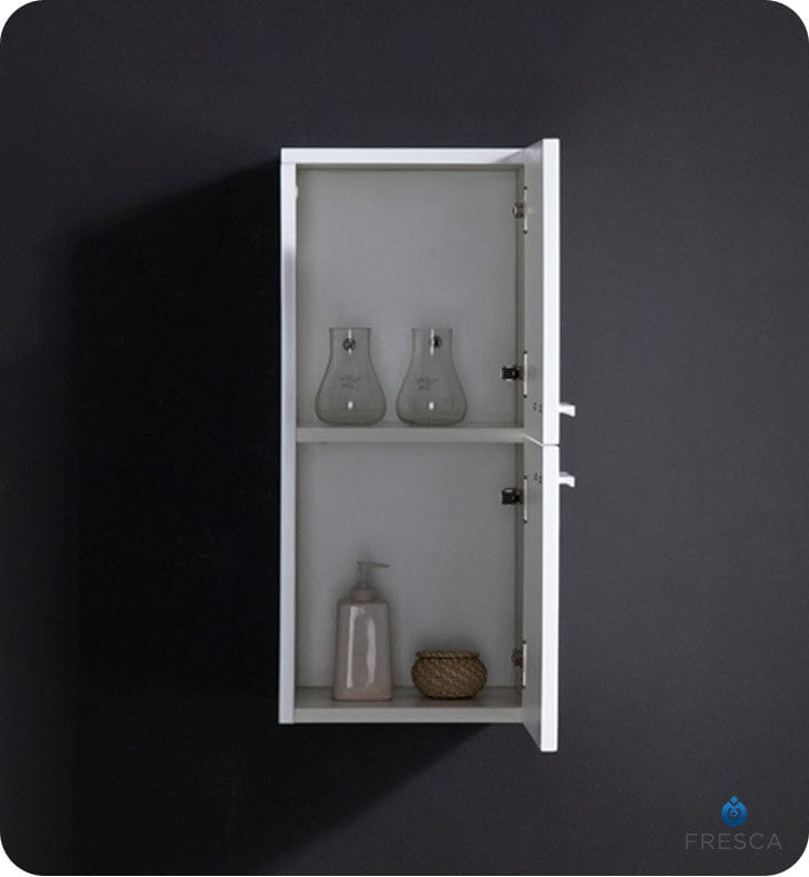 FST8091WH | Fresca White Bathroom Linen Side Cabinet w/ 2 Storage Areas