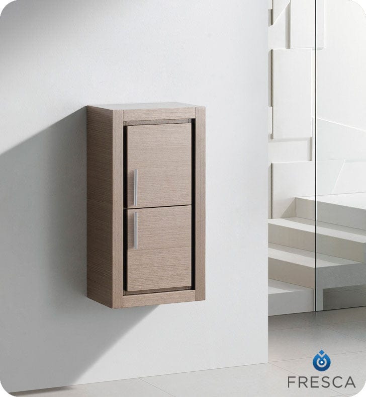 FST8140GO | Fresca Gray Oak Bathroom Linen Side Cabinet w/ 2 Doors