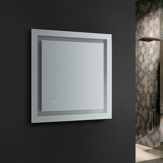 Fresca Santo 30 Wide x 30 Tall Bathroom Mirror w/ LED Lighting and Defogger