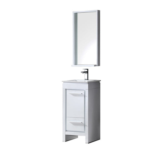 Fresca Allier 16" White Modern Bathroom Vanity w/ Mirror