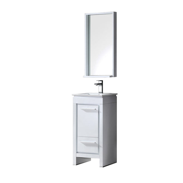 Fresca Allier 16 White Modern Bathroom Vanity w/ Mirror