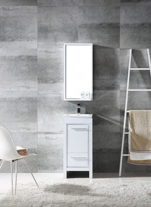 Fresca Allier 16" White Modern Bathroom Vanity w/ Mirror