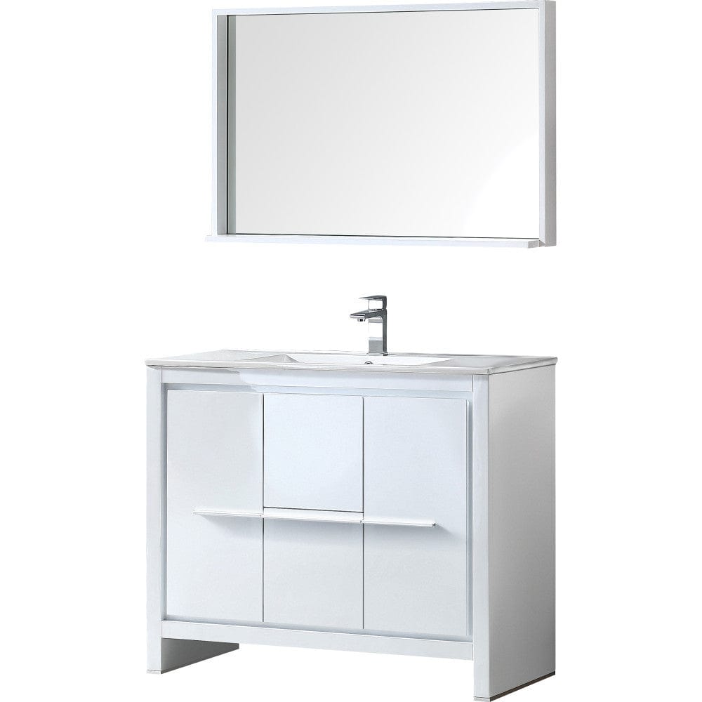 Fresca Allier 40" White Modern Bathroom Vanity w/ Mirror 
