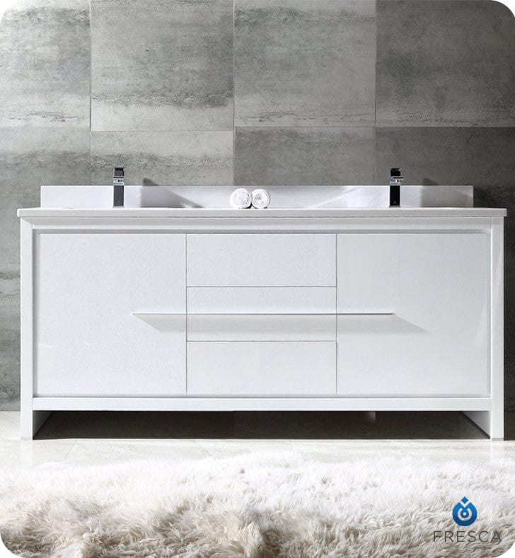 Fresca Vanities Fresca Allier 72 White Modern Double Sink Bathroom Cabinet w/ Top & Sinks
