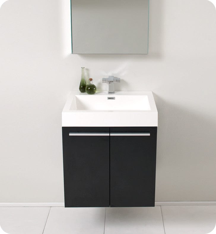 Fresca Alto Black Modern Bathroom Vanity w/ Medicine Cabinet