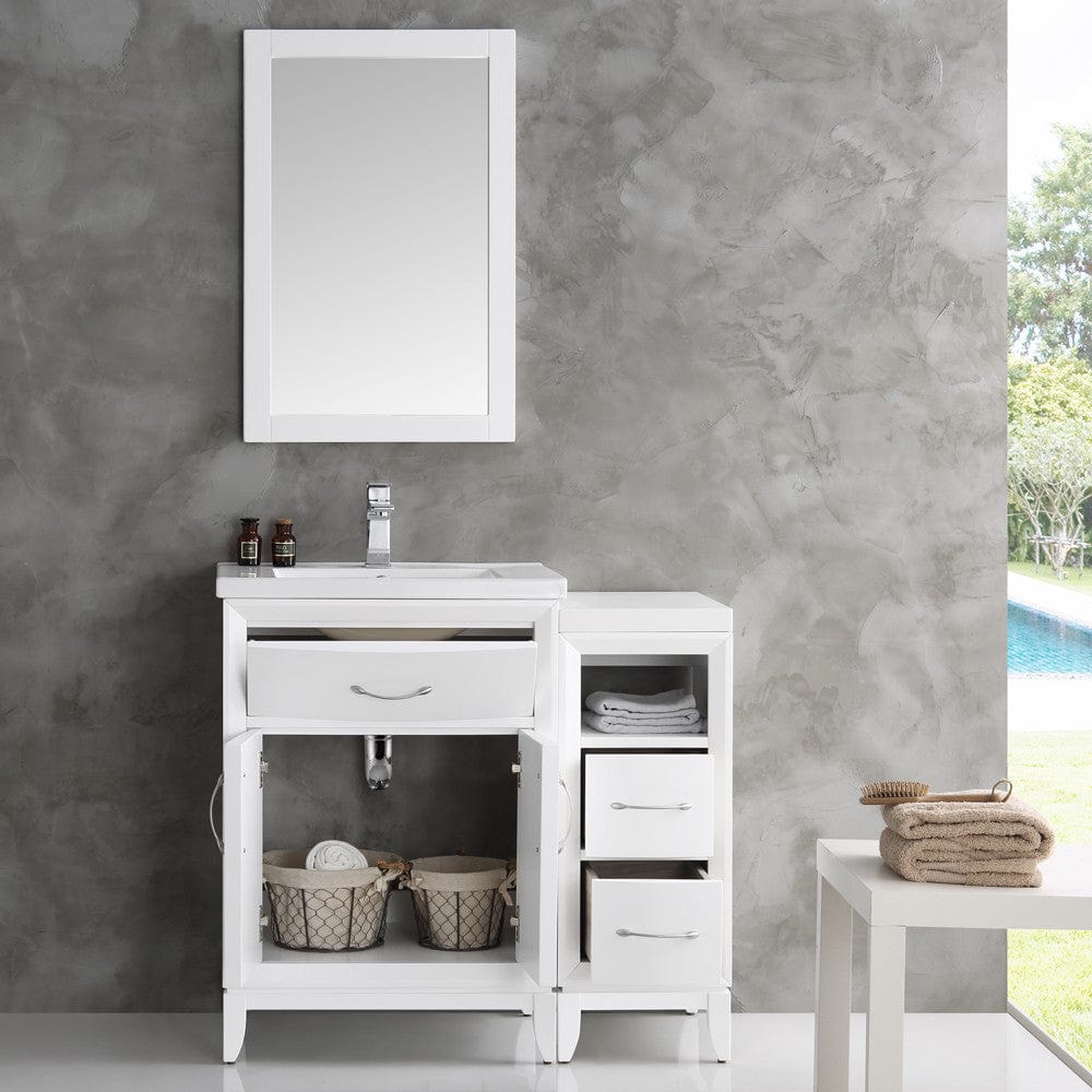 Fresca Cambridge 36 White Traditional Bathroom Vanity w/ Mirror