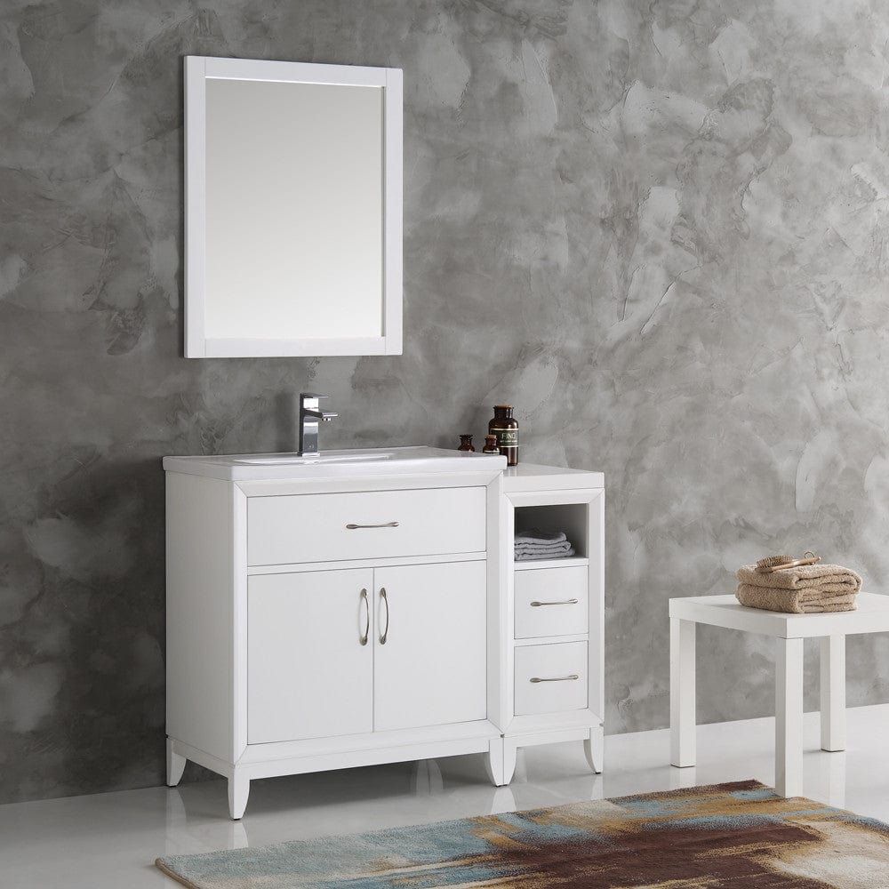 Fresca Cambridge 42 White Traditional Bathroom Vanity w/ Mirror