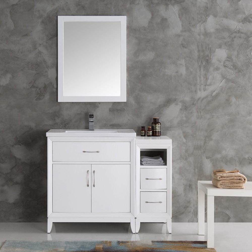 Fresca Cambridge 42 White Traditional Bathroom Vanity w/ Mirror