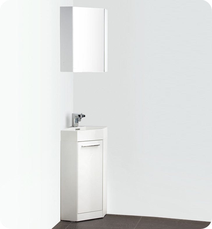 Fresca Coda 14 White Modern Corner Bathroom Vanity