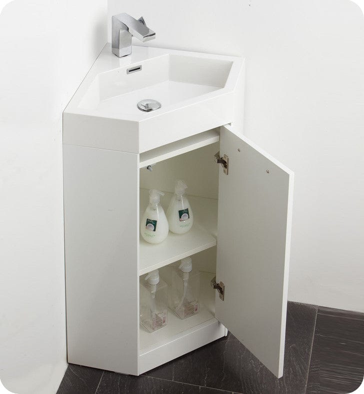 Fresca Coda 18 White Modern Corner Bathroom Vanity