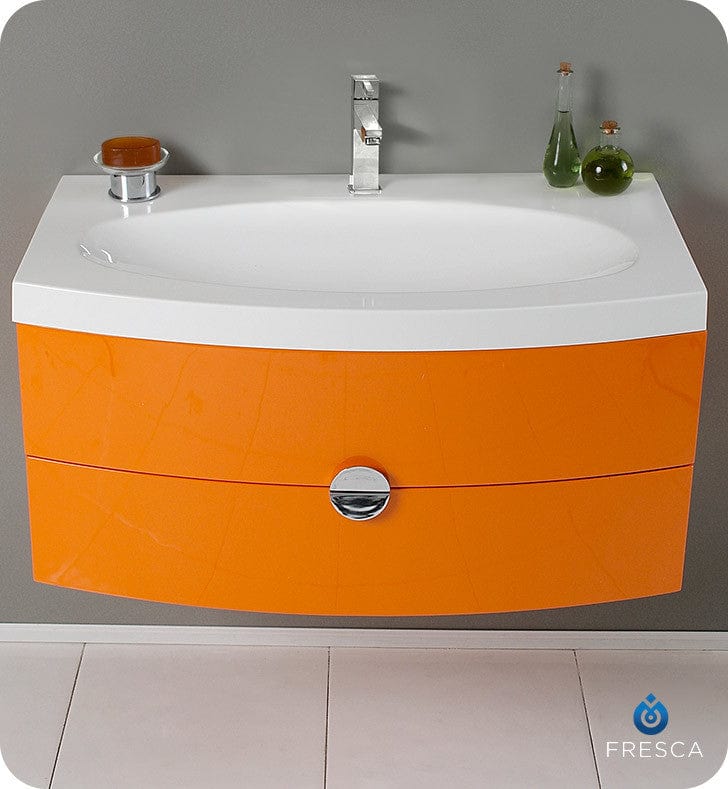 Fresca Energia 36 Orange Modern Bathroom Cabinet w/ Integrated Sink