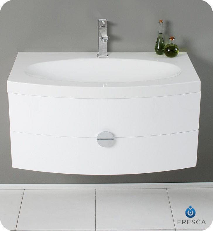 Fresca Energia 36 White Modern Bathroom Cabinet w/ Integrated Sink