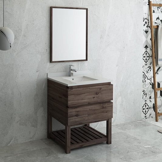 Fresca Formosa 30 Floor Standing Modern Bathroom Vanity w/ Open Bottom & Mirror | FVN3130ACA-FS