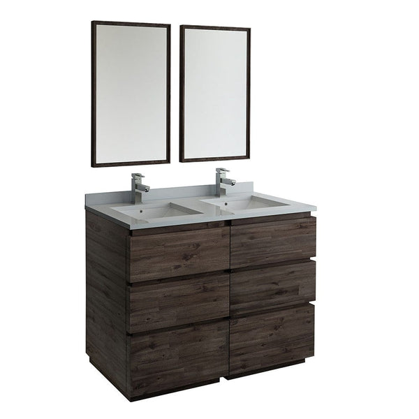 Fresca Formosa 48 Floor Standing Double Sink Modern Bathroom Vanity w/ Mirrors | FVN31-2424ACA-FC