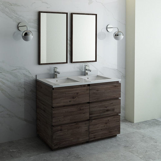 Fresca Formosa 48 Floor Standing Double Sink Modern Bathroom Vanity w/ Mirrors | FVN31-2424ACA-FC