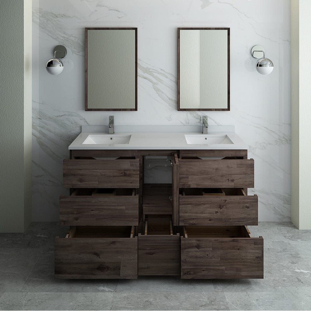 Fresca Formosa 60 Floor Standing Double Sink Modern Bathroom Vanity w/ Mirrors | FVN31-241224ACA-FC