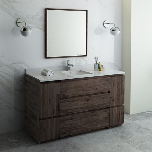 Fresca Formosa 60 Floor Standing Single Sink Modern Bathroom Vanity w/ Mirror | FVN31-123612ACA-FC