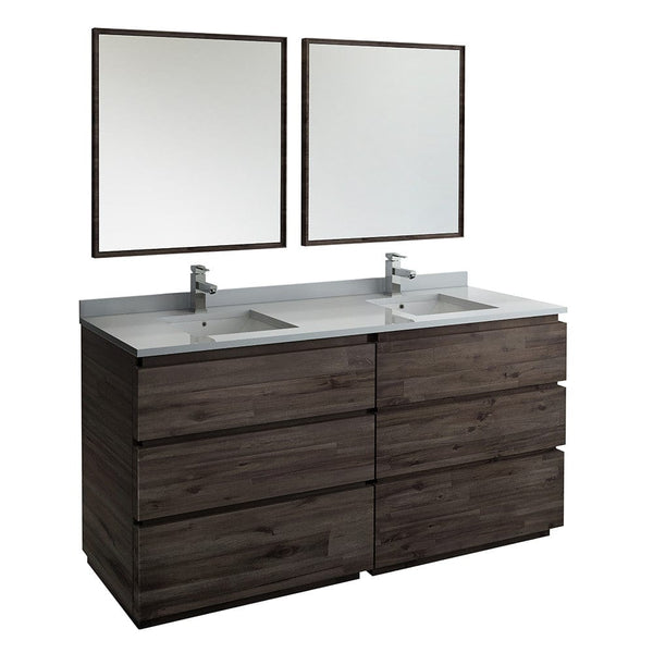 Fresca Formosa 72 Floor Standing Double Sink Modern Bathroom Vanity w/ Mirrors | FVN31-3636ACA-FC