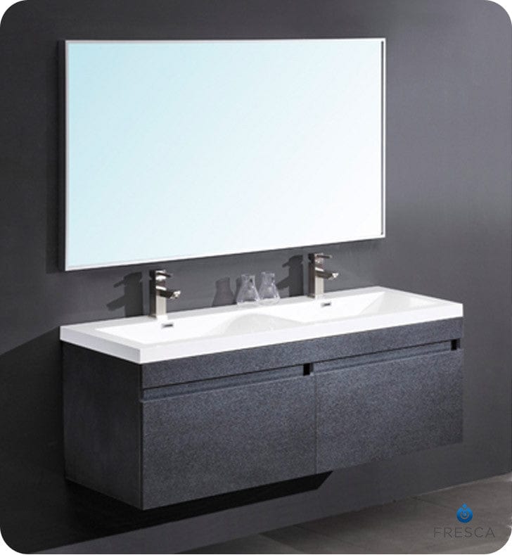 Fresca Largo Black Modern Bathroom Vanity w/ Wavy Double Sinks