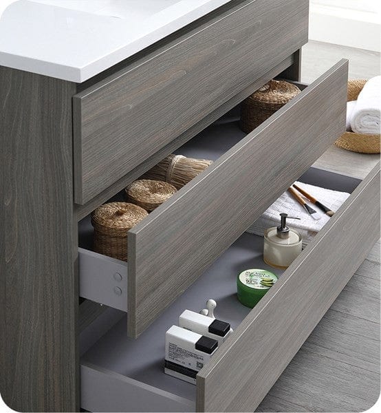 Fresca Vanities Fresca Lazzaro 48" Gray Wood Free Standing Modern Bathroom Cabinet w/ Integrated Sink | FCB9348MGO-I