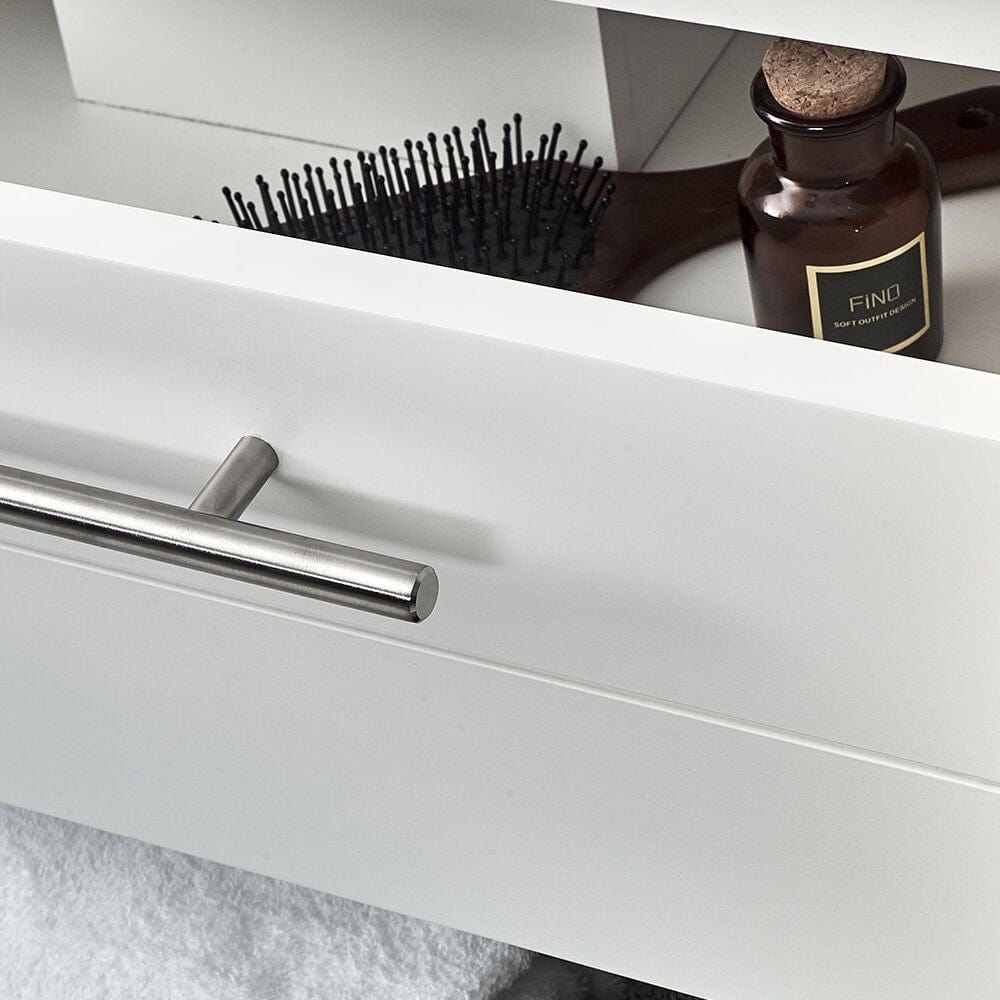 Fresca Lucera 30 White Wall Hung Vessel Sink Bathroom Vanity w/ Medicine Cabinet